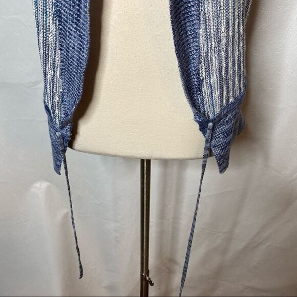 Lucky Brand XS Marled Blue Knit Short Sleeve Cardigan Sweater - Picture 4 of 10